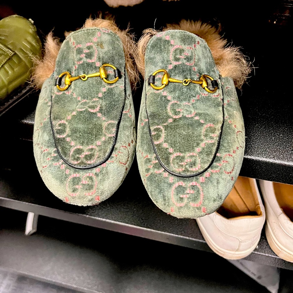 COPY - Velvet Gucci Fur mules